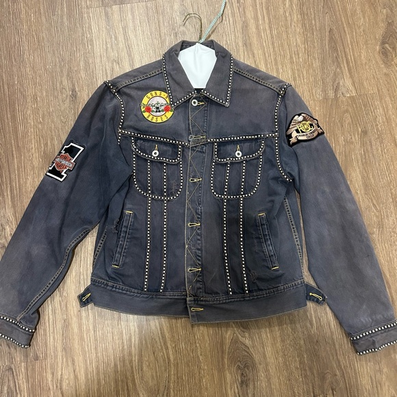 Studded Black Denim Jacket - Picture 1 of 6